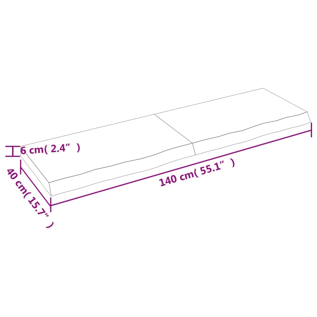 Waschtischplatte 140x40x(2-6) cm Massivholz Unbehandelt