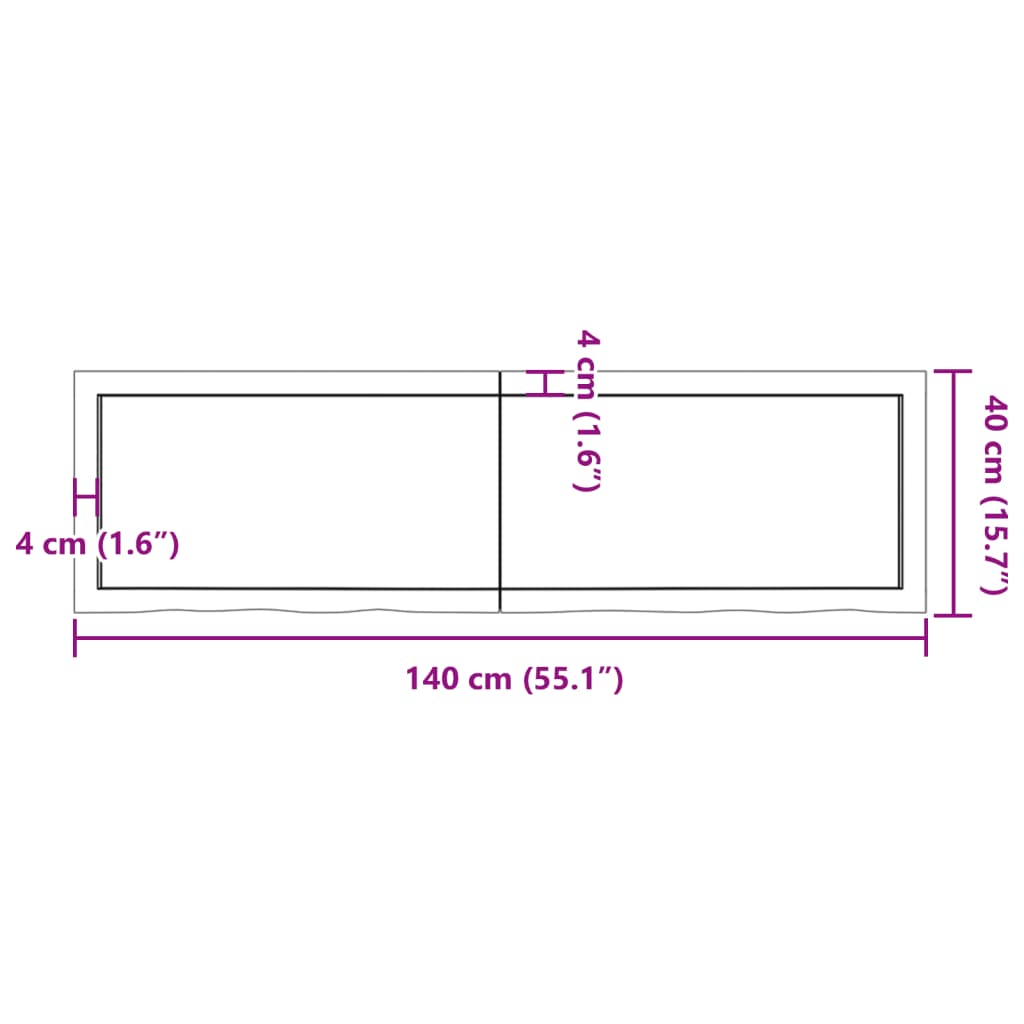 Waschtischplatte 140x40x(2-6) cm Massivholz Unbehandelt