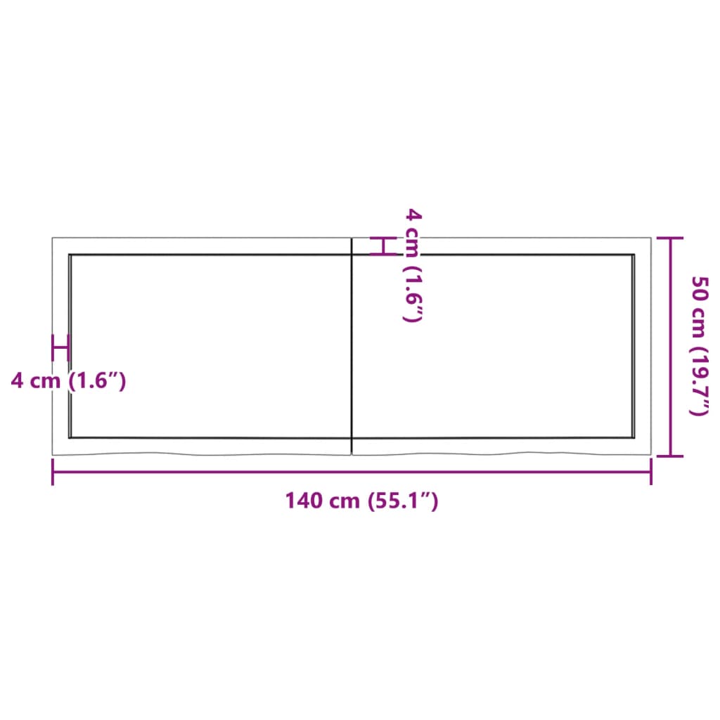 Waschtischplatte 140x50x(2-6) cm Massivholz Unbehandelt