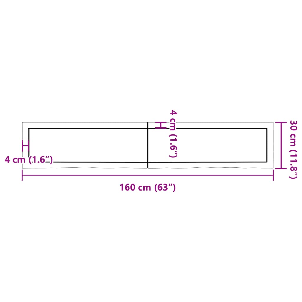 Waschtischplatte 160x30x(2-4) cm Massivholz Unbehandelt