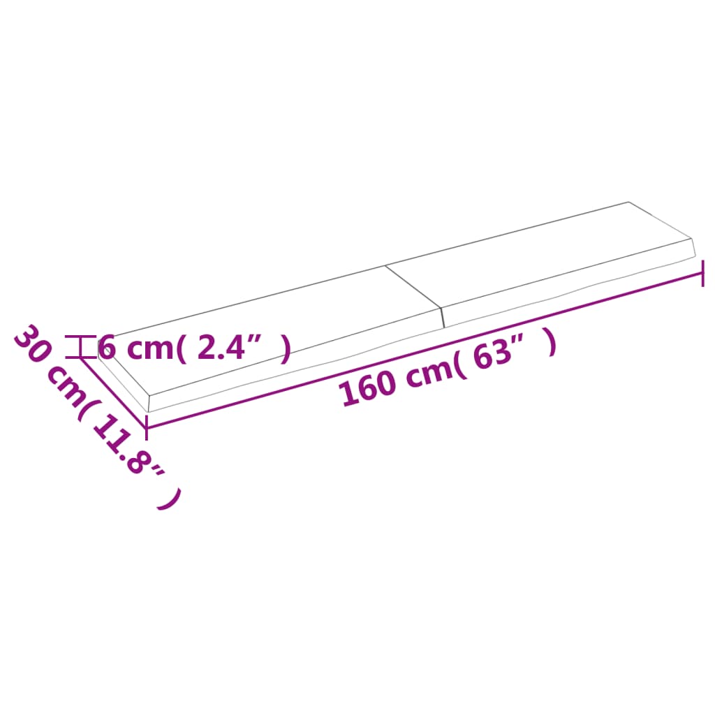 Waschtischplatte 160x30x(2-6) cm Massivholz Unbehandelt