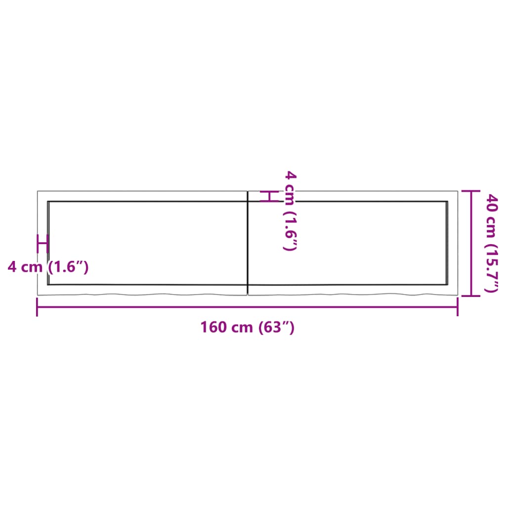 Waschtischplatte 160x40x(2-6) cm Massivholz Unbehandelt