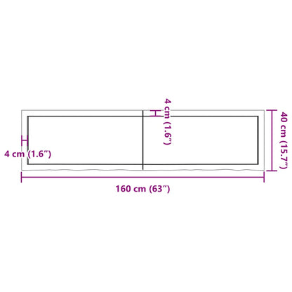 Waschtischplatte 160x40x(2-6) cm Massivholz Unbehandelt