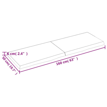 Waschtischplatte 160x50x(2-6) cm Massivholz Unbehandelt