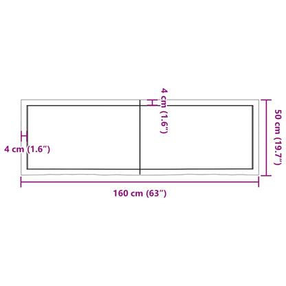 Waschtischplatte 160x50x(2-6) cm Massivholz Unbehandelt