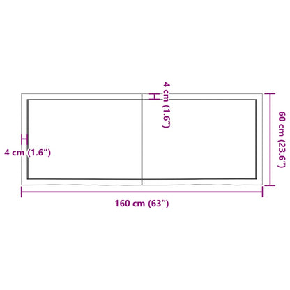 Waschtischplatte 160x60x(2-4) cm Massivholz Unbehandelt