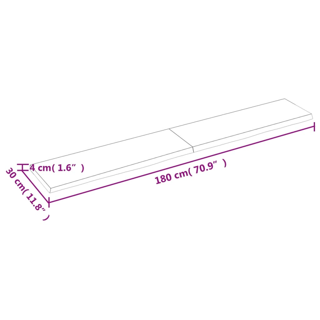 Waschtischplatte 180x30x(2-4) cm Massivholz Unbehandelt