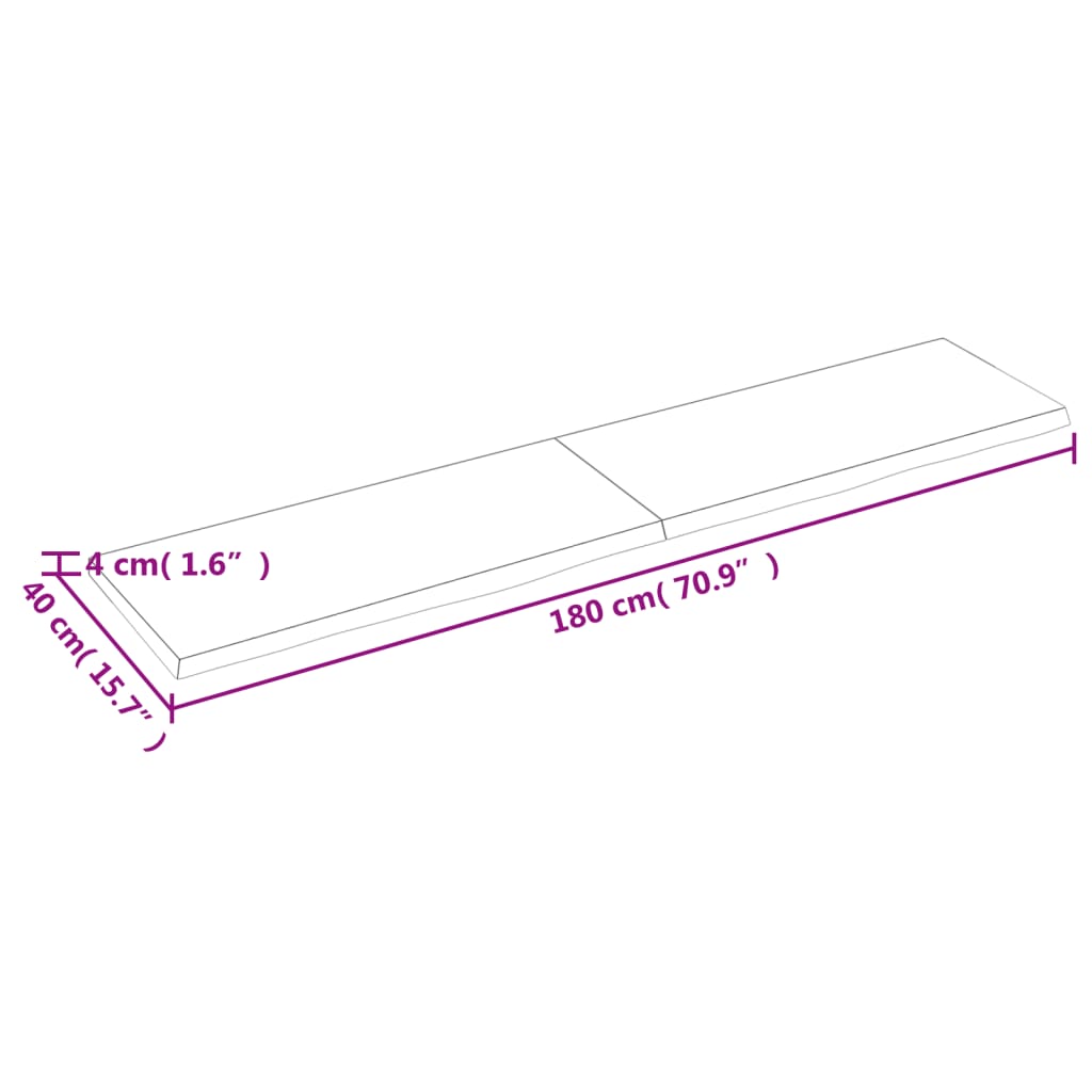 Waschtischplatte 180x40x(2-4) cm Massivholz Unbehandelt