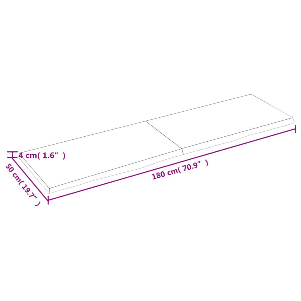 Waschtischplatte 180x50x(2-4) cm Massivholz Unbehandelt