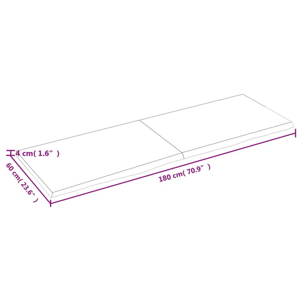 Waschtischplatte 180x60x(2-4) cm Massivholz Unbehandelt