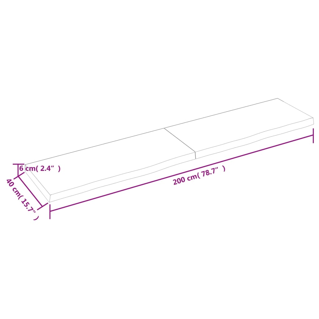 Waschtischplatte 200x40x(2-6) cm Massivholz Unbehandelt