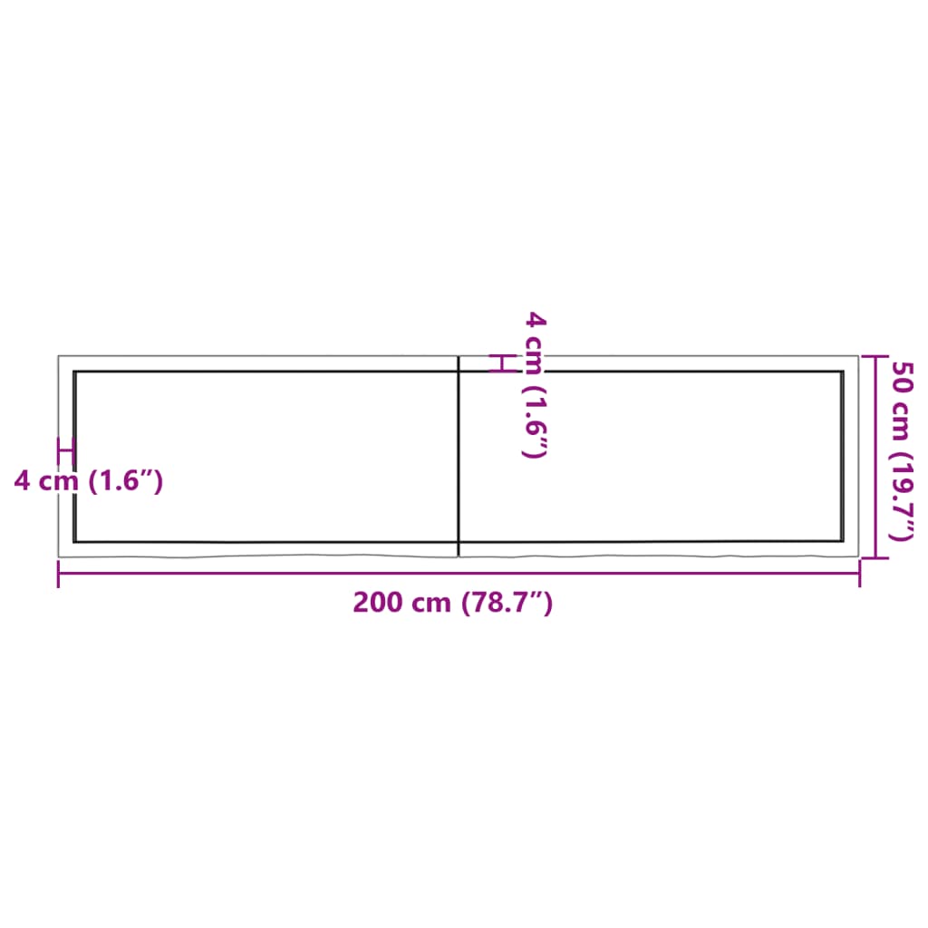 Waschtischplatte 200x50x(2-6) cm Massivholz Unbehandelt