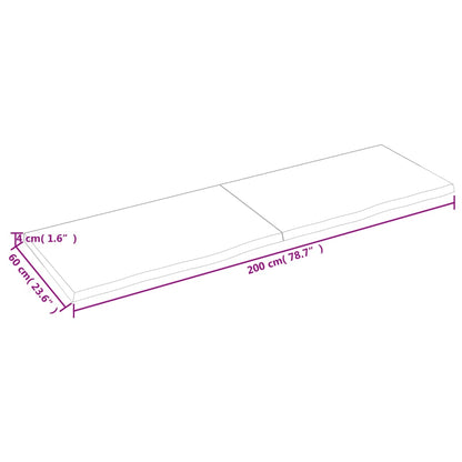 Waschtischplatte 200x60x(2-4) cm Massivholz Unbehandelt