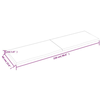 Waschtischplatte 220x60x(2-4) cm Massivholz Unbehandelt