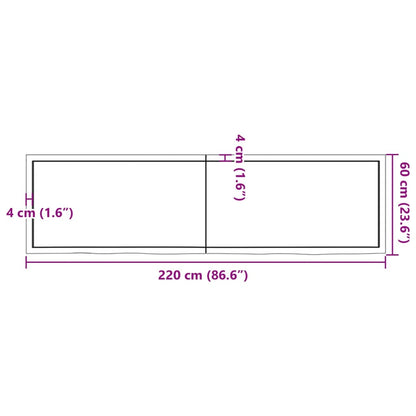 Waschtischplatte 220x60x(2-4) cm Massivholz Unbehandelt