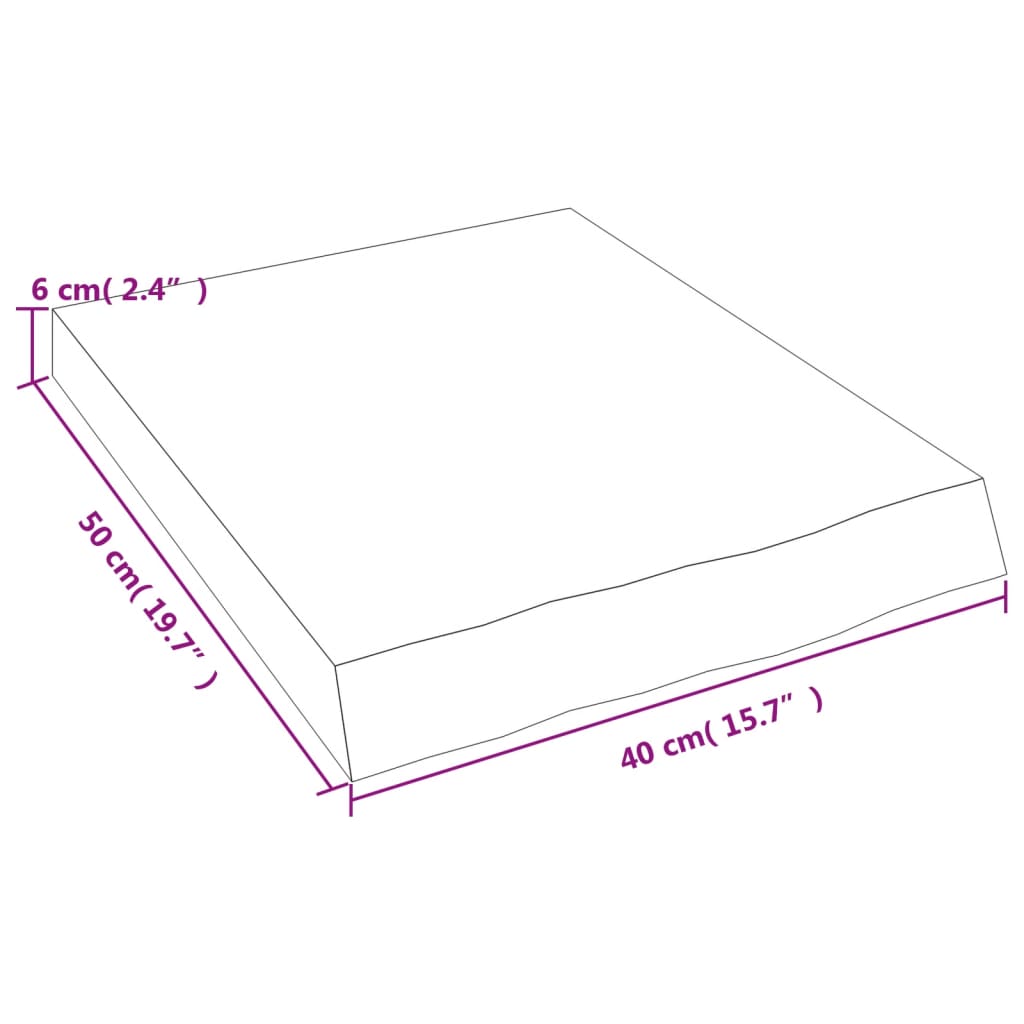 Waschtischplatte Hellbraun 40x50x(2-6) cm Massivholz Behandelt