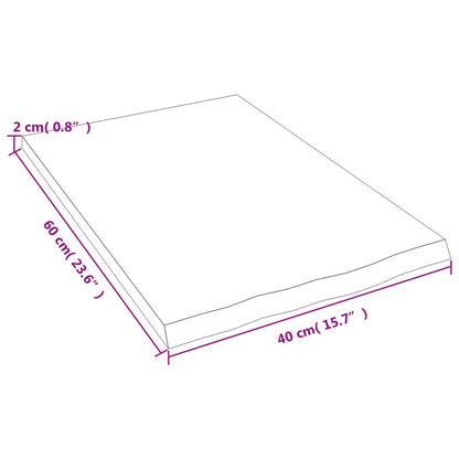 Waschtischplatte Hellbraun 40x60x2 cm Massivholz Behandelt