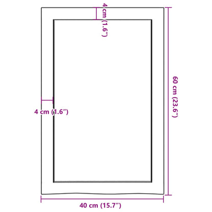 Waschtischplatte Hellbraun 40x60x(2-4) cm Massivholz Behandelt