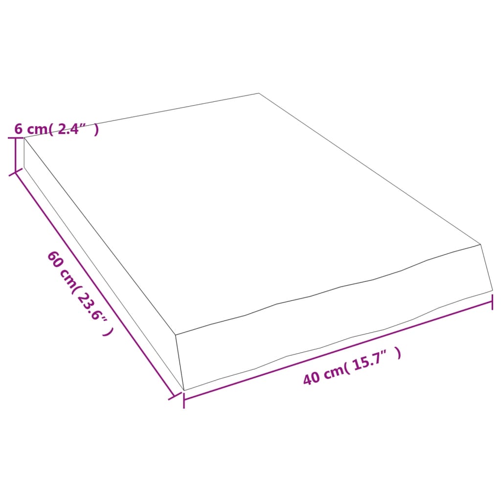 Waschtischplatte Hellbraun 40x60x(2-6) cm Massivholz Behandelt