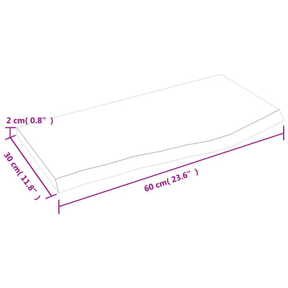 Waschtischplatte Hellbraun 60x30x2 cm Massivholz Behandelt