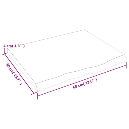 Waschtischplatte Hellbraun 60x50x(2-4) cm Massivholz Behandelt