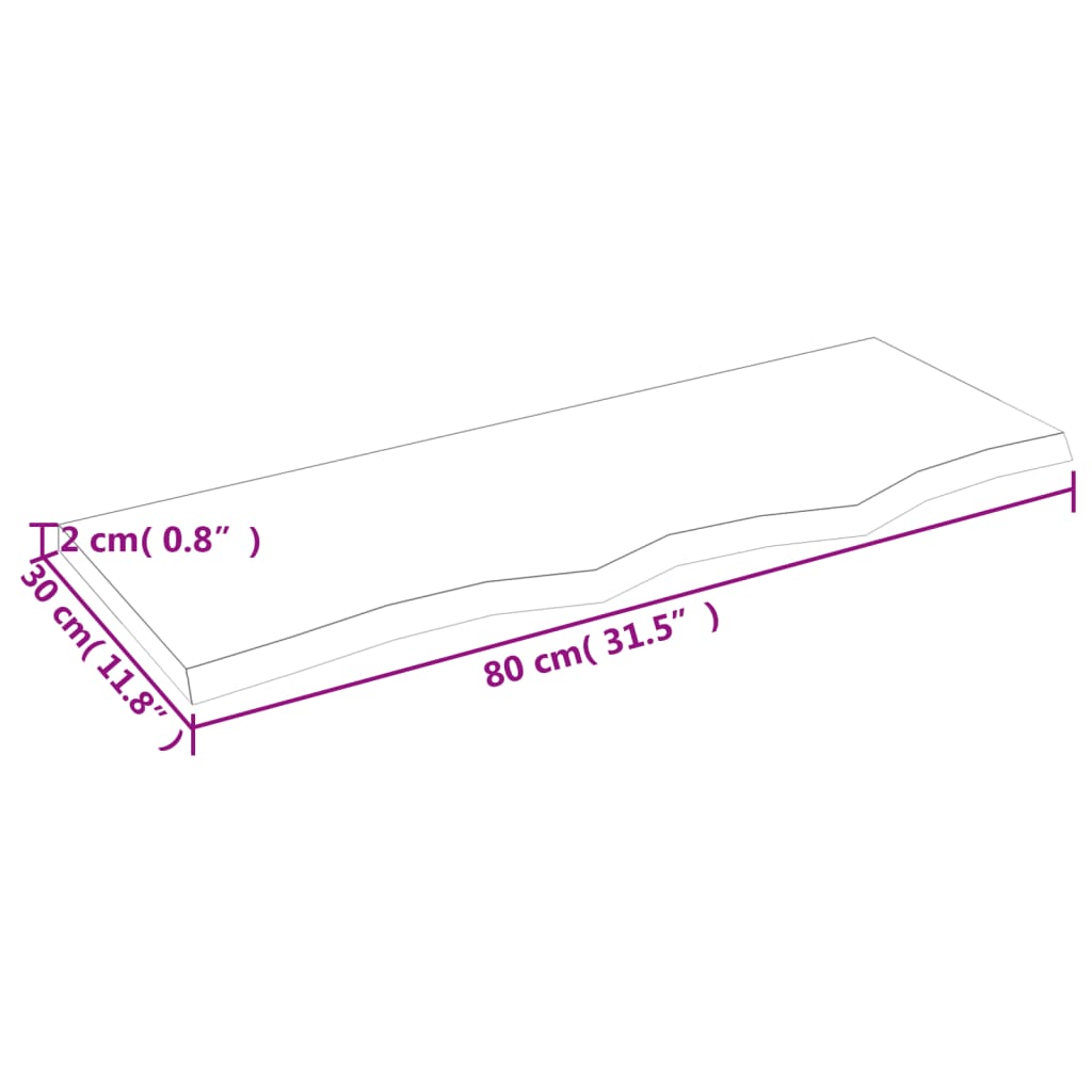 Waschtischplatte Hellbraun 80x30x2 cm Massivholz Behandelt