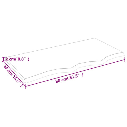 Waschtischplatte Hellbraun 80x40x2 cm Massivholz Behandelt