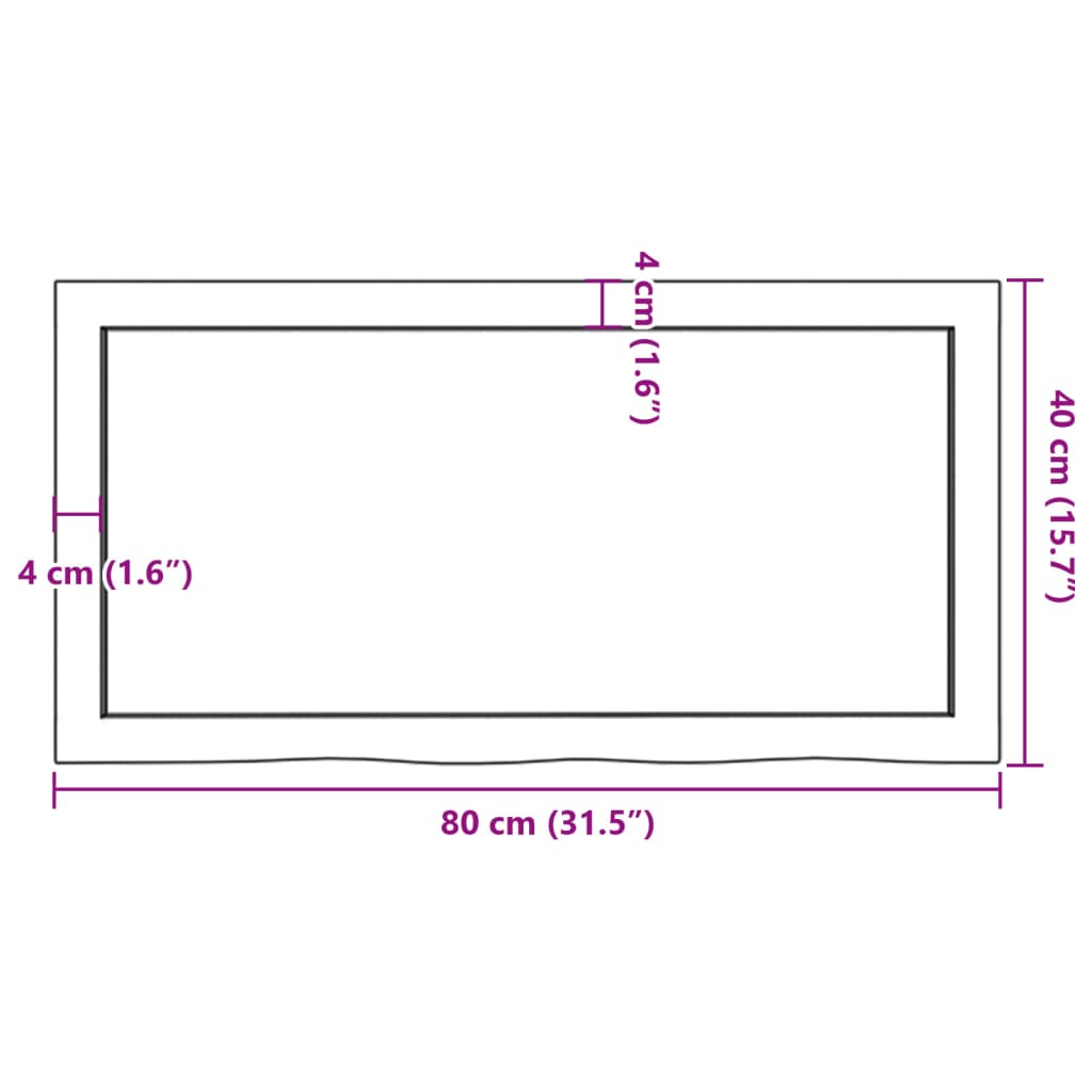 Waschtischplatte Hellbraun 80x40x(2-4) cm Massivholz Behandelt