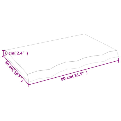 Waschtischplatte Hellbraun 80x50x(2-6) cm Massivholz Behandelt