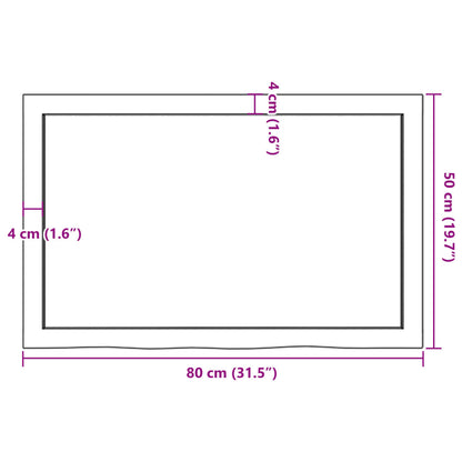 Waschtischplatte Hellbraun 80x50x(2-6) cm Massivholz Behandelt