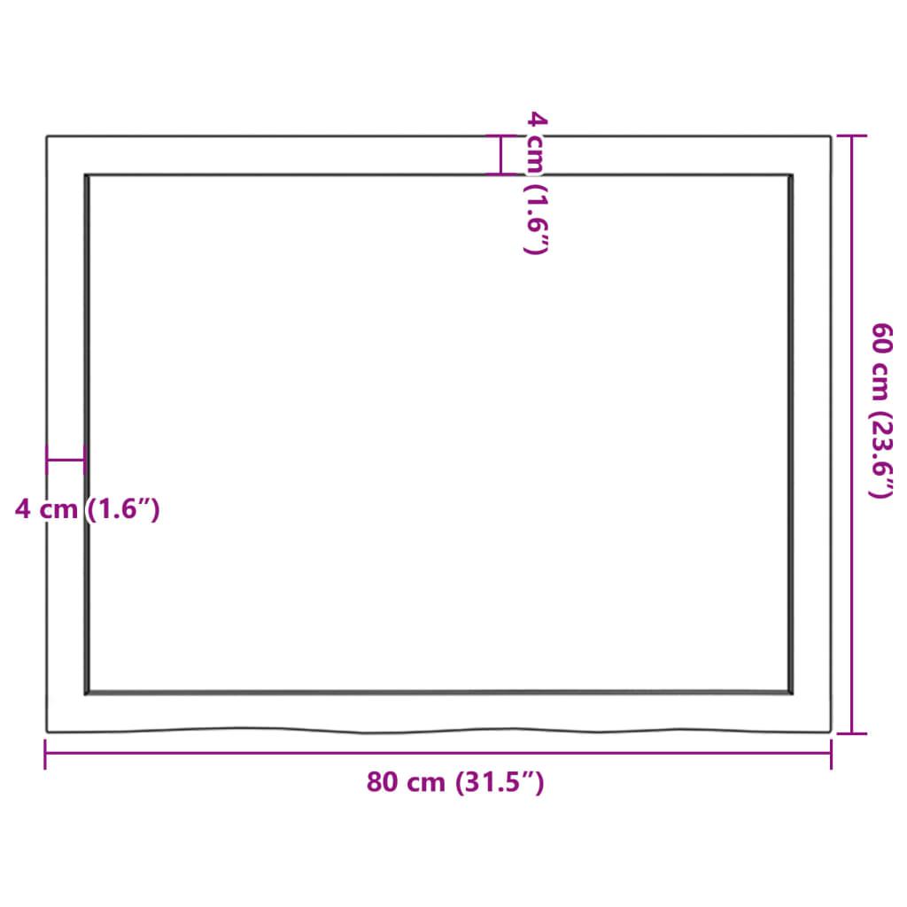 Waschtischplatte Hellbraun 80x60x(2-6) cm Massivholz Behandelt