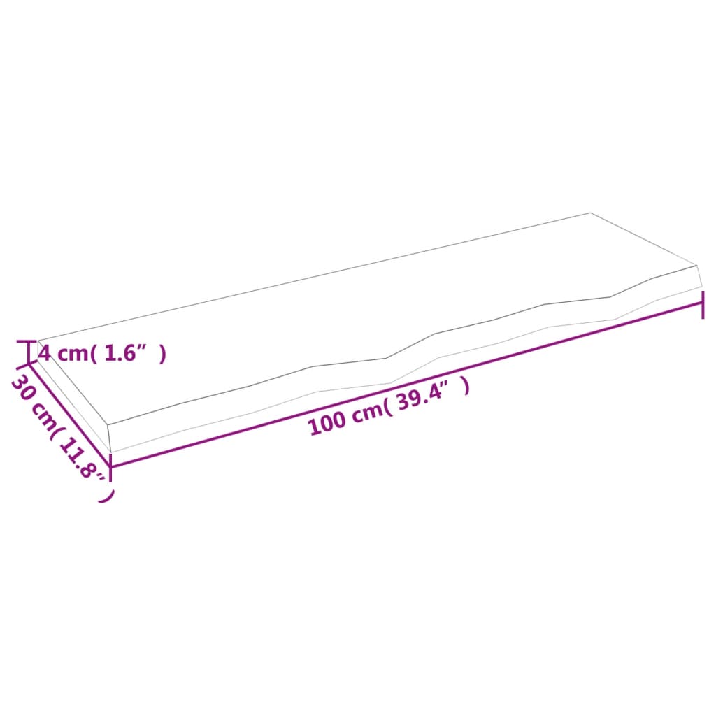 Waschtischplatte Hellbraun 100x30x(2-4) cm Massivholz Behandelt