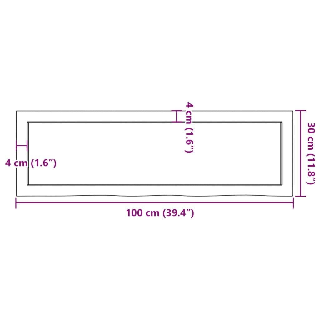 Waschtischplatte Hellbraun 100x30x(2-6) cm Massivholz Behandelt