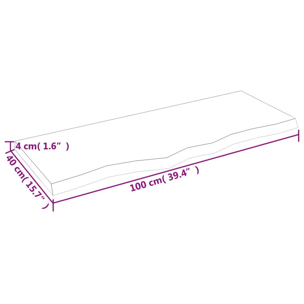 Waschtischplatte Hellbraun 100x40x(2-4) cm Massivholz Behandelt