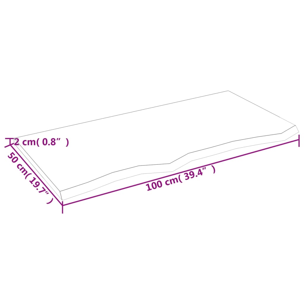 Waschtischplatte Hellbraun 100x50x2 cm Massivholz Behandelt