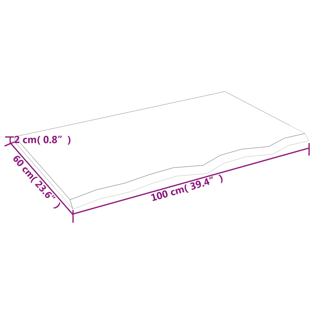 Waschtischplatte Hellbraun 100x60x2 cm Massivholz Behandelt