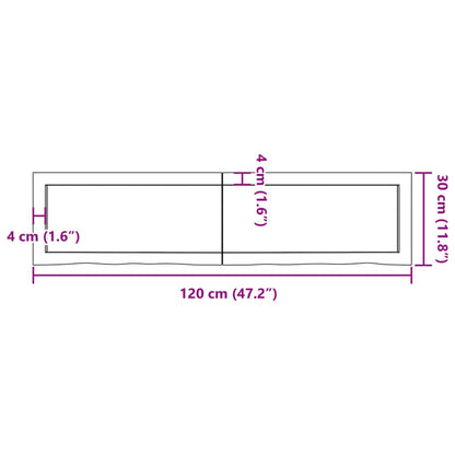 Waschtischplatte Hellbraun 120x30x(2-4) cm Massivholz Behandelt