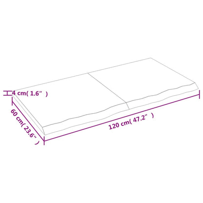 Waschtischplatte Hellbraun 120x60x(2-4) cm Massivholz Behandelt