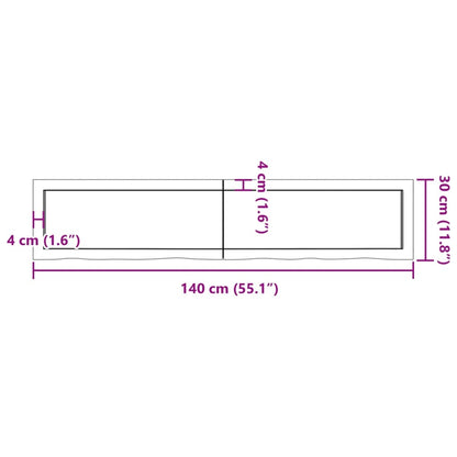 Waschtischplatte Hellbraun 140x30x(2-6) cm Massivholz Behandelt