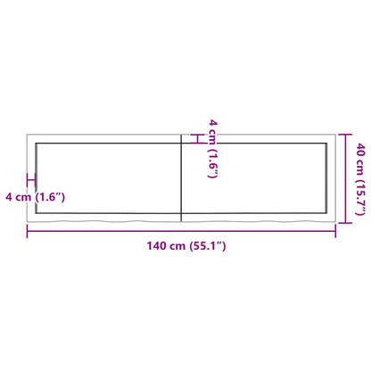 Waschtischplatte Hellbraun 140x40x(2-6) cm Massivholz Behandelt