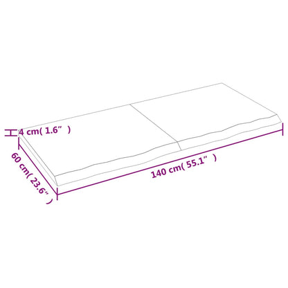 Waschtischplatte Hellbraun 140x60x(2-4) cm Massivholz Behandelt