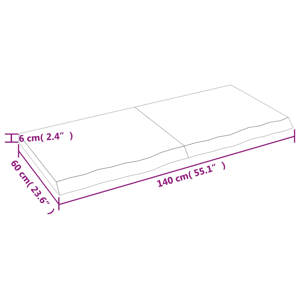 Waschtischplatte Hellbraun 140x60x(2-6) cm Massivholz Behandelt