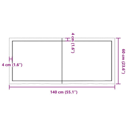 Waschtischplatte Hellbraun 140x60x(2-6) cm Massivholz Behandelt