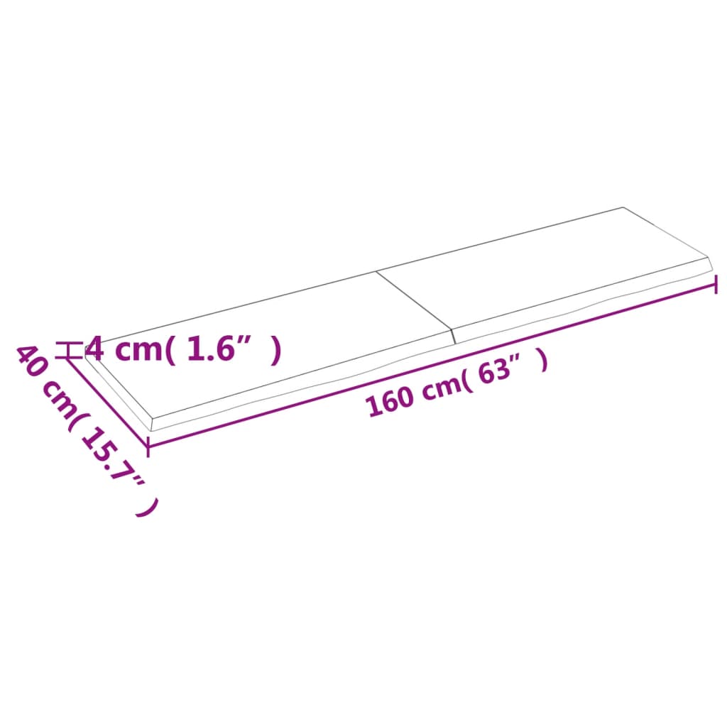 Waschtischplatte Hellbraun 160x40x(2-4) cm Massivholz Behandelt