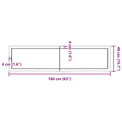 Waschtischplatte Hellbraun 160x40x(2-4) cm Massivholz Behandelt