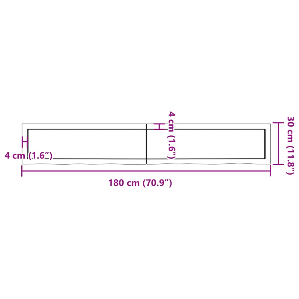 Waschtischplatte Hellbraun 180x30x(2-6) cm Massivholz Behandelt