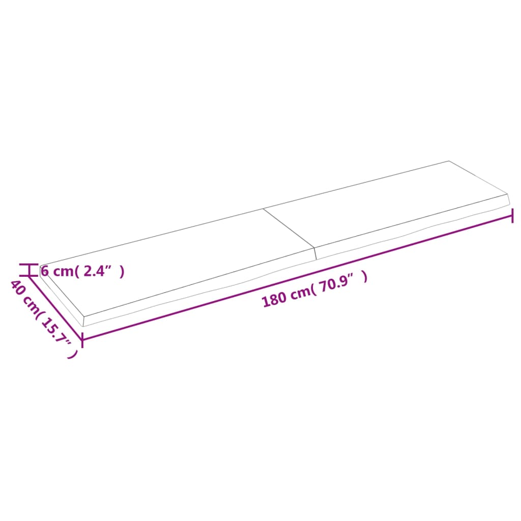 Waschtischplatte Hellbraun 180x40x(2-6) cm Massivholz Behandelt