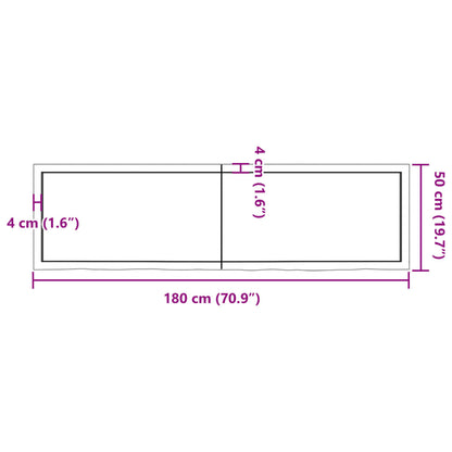 Waschtischplatte Hellbraun 180x50x(2-4) cm Massivholz Behandelt