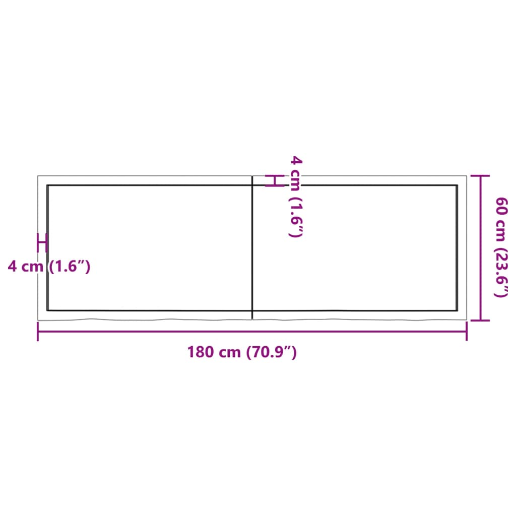 Waschtischplatte Hellbraun 180x60x(2-4) cm Massivholz Behandelt