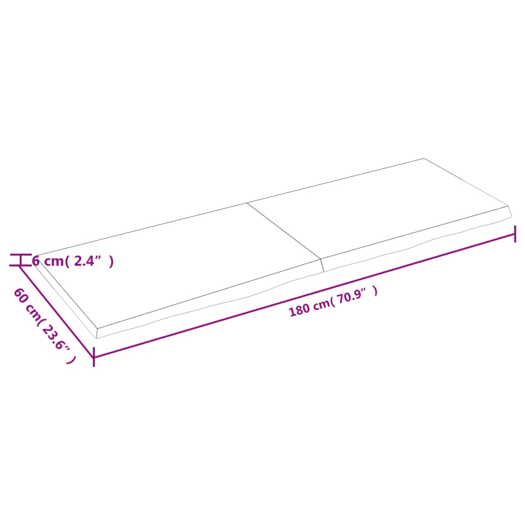 Waschtischplatte Hellbraun 180x60x(2-6) cm Massivholz Behandelt